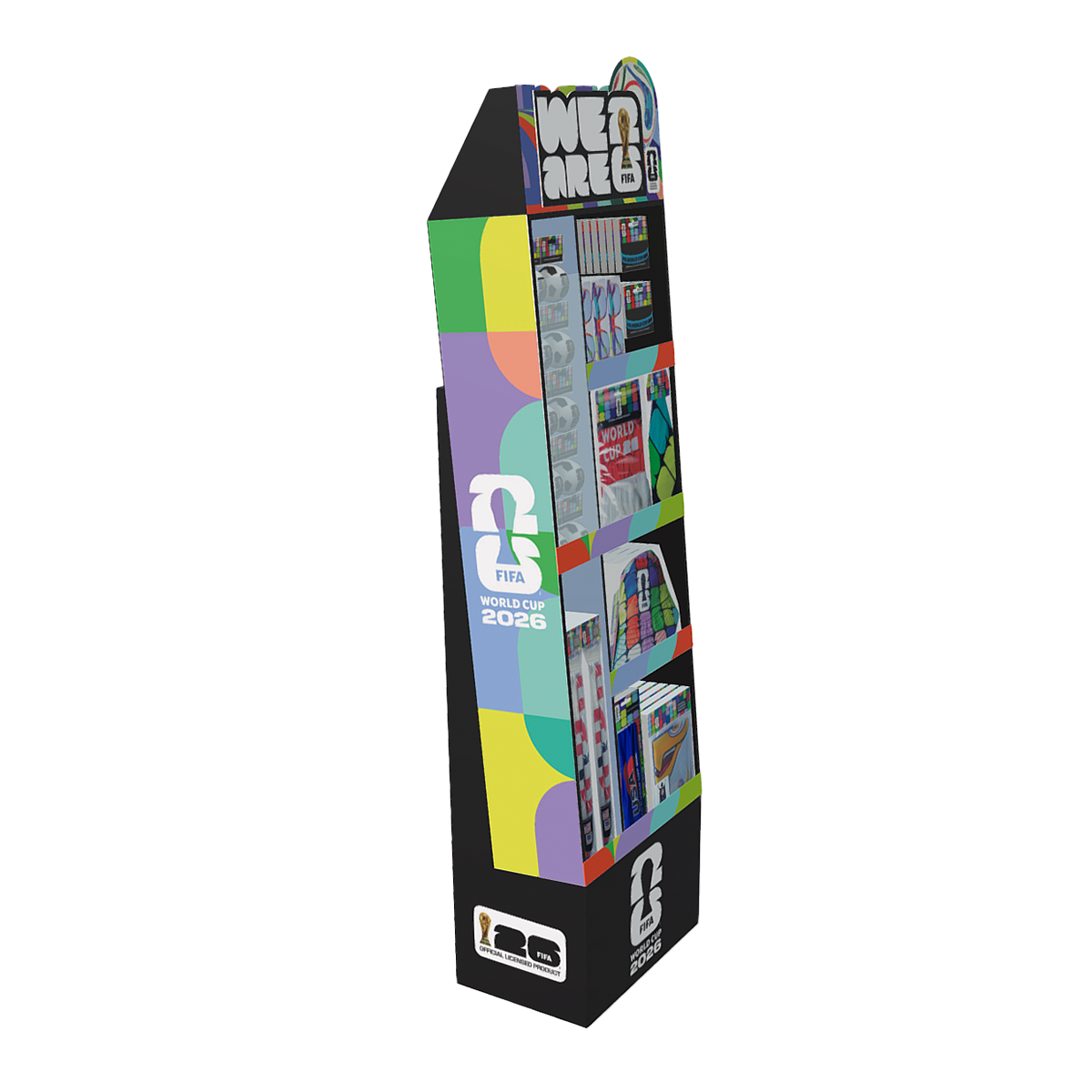 FIFA World Cup 2026™ Official Licensed Floor Display (FSU) | 65” Free Standing Unit | Complete Accessory Assortment | Sunglasses, Scarves, Hats, Wristbands & More | Retail Ready