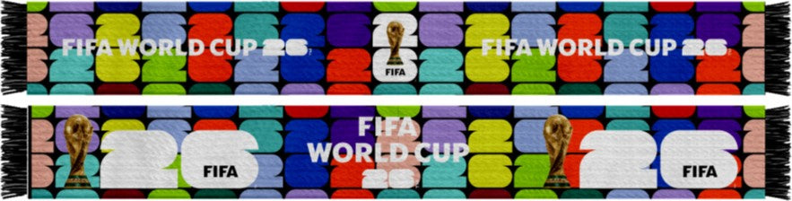 FIFA World Cup 2026™ Official Licensed Soccer Scarf | Multicolor Logo Design | 150 x 19 cm | Polyester Bird-Eye Finish | Tassels on Both Ends