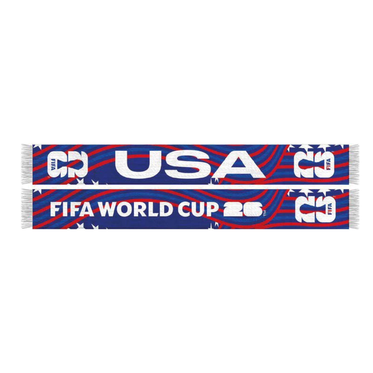 FIFA World Cup 2026™ Official Licensed USA Soccer Scarf | Red White & Blue | 150 x 19 cm | Polyester Bird-Eye Finish | Tassels on Both Ends